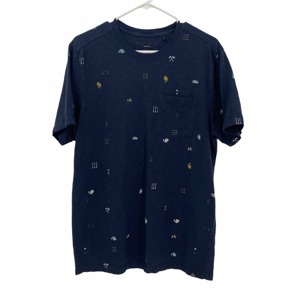 Prana- Auxi Crew Slim Fit Navy Blue Tee